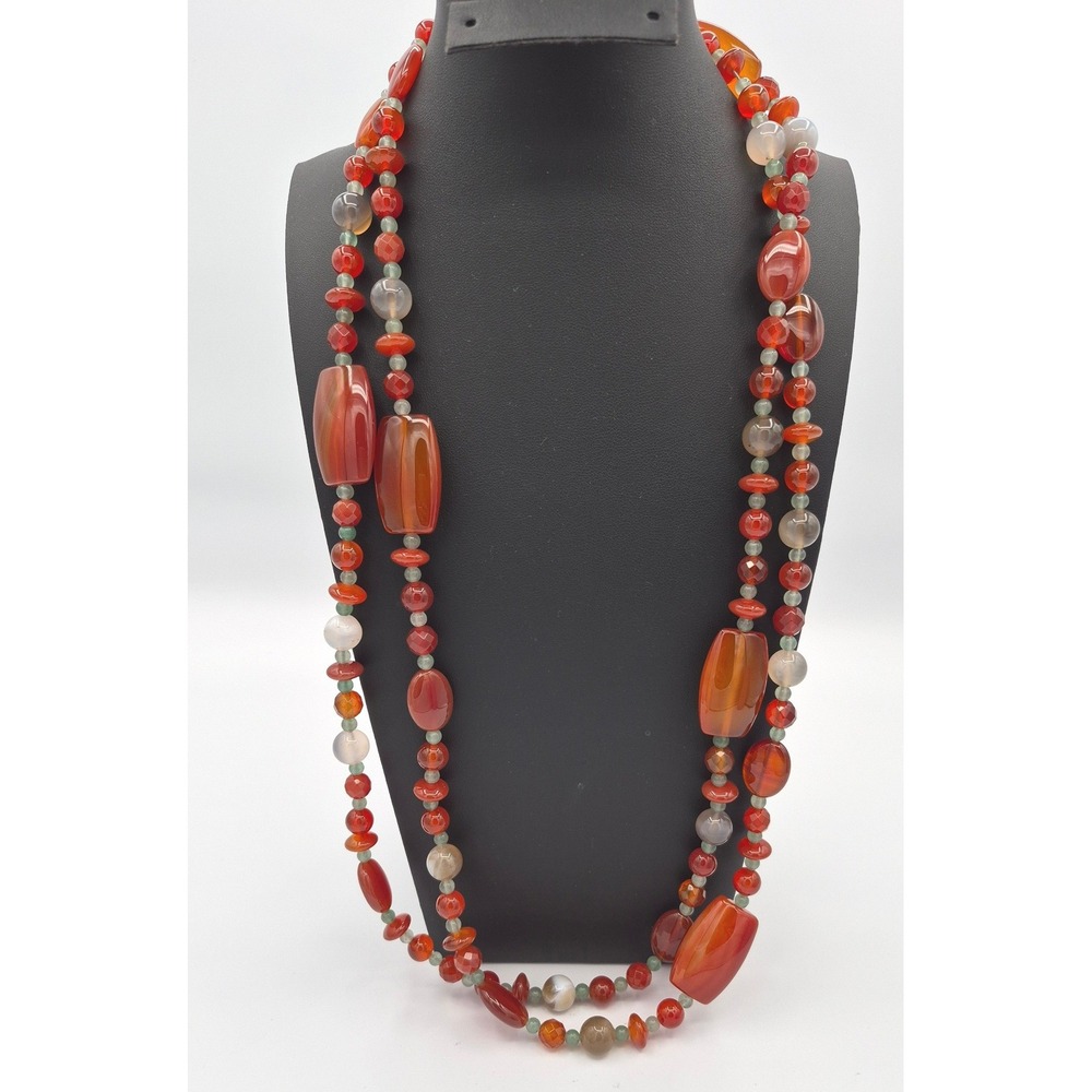 Jay King Red Agate Aventurine Beaded Necklace Long Strand HSN Mine Finds